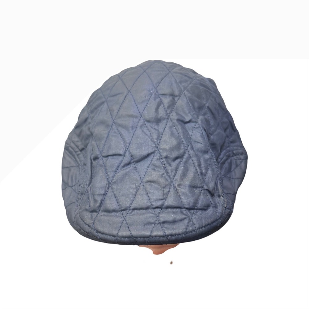 Mens Navy Blue Quilted Flat Cap Newsboy Ivy Driving Hat Padded Winter Cabbie